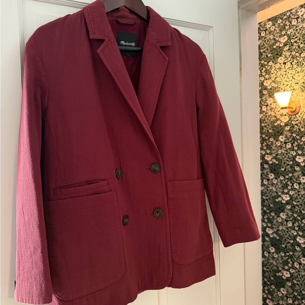 Madewell Burgundy Double-Breasted Blazer